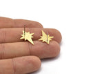 Brass North Star Earring, 8 Raw Brass Pole Star Stud Earrings (20x15x0.80mm) M02482 A0562