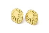 Brass Irregular Earring, 2 Raw Brass Irregular Sun Shaped Stud Earrings (20x18x1.5mm) N1902