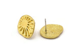 Brass Irregular Earring, 2 Raw Brass Irregular Sun Shaped Stud Earrings (16x14x2mm) N1906