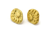 Brass Irregular Earring, 2 Raw Brass Irregular Moon Phases Shaped Stud Earrings (16x14x2mm) N1904