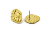 Brass Irregular Earring, 2 Raw Brass Irregular Moon Phases Shaped Stud Earrings (16x14x2mm) N1904