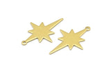 Brass Pole Star Charm, 10 Raw Brass, Brass Charms, Brass Pole Star Charms With 1 Loop (31x20x0.80mm) A0693