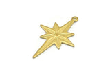 Brass Pole Star Charm, 10 Raw Brass, Brass Charms, Brass Pole Star Charms With 1 Loop (31x20x0.80mm) A0726