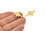 Brass Pole Star Charm, 10 Raw Brass, Brass Charms, Brass Pole Star Charms With 1 Loop (31x20x0.80mm) A0726