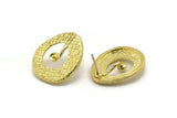 Brass Drop Earring, 2 Raw Brass Drop Shaped Stud Earrings With 1 Pad (23x19x2mm) N1903