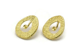 Brass Drop Earring, 2 Raw Brass Drop Shaped Stud Earrings With 1 Pad (23x19x2mm) N1903