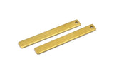 Tiny Rectangle Bar, 24 Raw Brass Rectangle Stamping Blanks with 1 Hole, Necklace Finding (40x5x0.80mm) U032