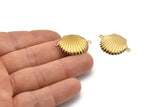 Brass Shell Charm, 24 Raw Brass Sea Shell Charm With 2 Loops, Pendants, Connectors, Findings (20x28mm) D1053