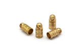 Brass End Caps, 12 Raw Brass End Cap , Cord Tip , 4mm Cord End - (5x10mm) A0953
