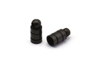 Black End Caps, 12 Oxidized Brass Black End Cap, Cord Tip, 4mm Cord End - (5x10mm) A0953 S152