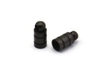 Black End Caps, 12 Oxidized Brass Black End Cap, Cord Tip, 4mm Cord End - (5x10mm) A0953 S152