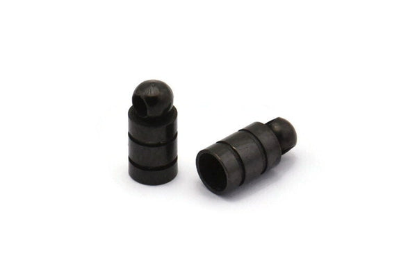 Black End Caps, 12 Oxidized Brass Black End Cap, Cord Tip, 4mm Cord End - (5x10mm) A0953 S152
