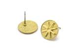 Earring Studs, 4 Raw Brass -  Circle Stud Earrings - Brass Earrings - Earrings (13x1.5mm) N1922
