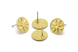 Earring Studs, 4 Raw Brass -  Circle Stud Earrings - Brass Earrings - Earrings (13x1.5mm) N1922