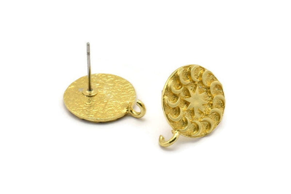 Pirinç Ay Küpe, 12 Ham Pirinç Hilal Ay Küpe (14x1,5 mm) N1921