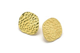 Brass Irregular Earring, 2 Raw Brass Irregular Shaped Stud Earrings (20x18x1mm) N1920