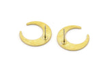 Brass Moon Earring, 6 Textured Raw Brass Crescent Moon Stud Earrings (18x5x1mm) M02217 A2523