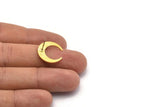 Brass Moon Earring, 6 Textured Raw Brass Crescent Moon Stud Earrings (18x5x1mm) M02217 A2523
