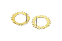 Brass Round Earring, 2 Textured Raw Brass Circle Stud Earrings (20x0.80mm) M02131 A2546