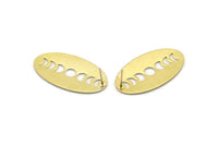 Brass Oval Earring, 4 Raw Brass Oval Moon Phases Shaped Stud Earrings (35x19x0.80mm) M02198 A2538
