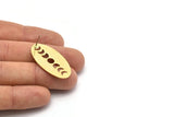 Brass Oval Earring, 4 Raw Brass Oval Moon Phases Shaped Stud Earrings (35x19x0.80mm) M02198 A2538