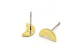 Brass Geometric Earring, 12 Raw Brass Tiny Pizza Slice Shaped Stud Earrings (9x5x0.80mm) M02335 A2521