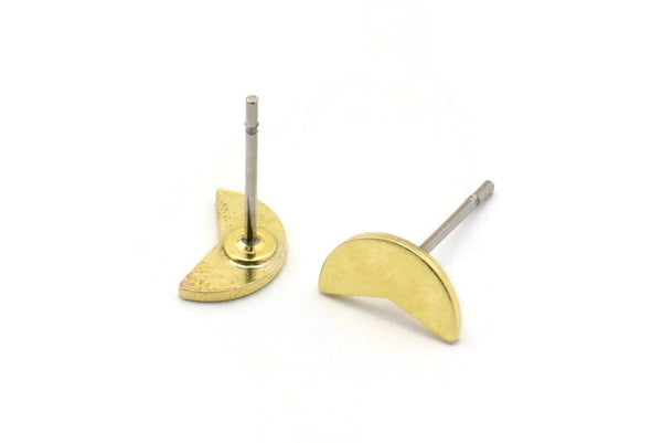Brass Geometric Earring, 12 Raw Brass Tiny Pizza Slice Shaped Stud Earrings (9x5x0.80mm) M02335 A2521