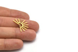Brass Sun Earring, 6 Textured Raw Brass Sun Stud Earrings (18x25x0.80mm) M02286 A2536