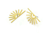 Brass Sun Earring, 6 Textured Raw Brass Sun Stud Earrings (32x14x0.60mm) M02061 A2541