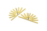 Brass Sun Earring, 6 Textured Raw Brass Sun Stud Earrings (32x14x0.60mm) M02061 A2541