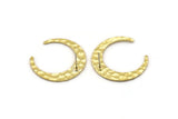 Brass Moon Earring, 4 Hammered Raw Brass Crescent Moon Stud Earrings (26x27x1mm) M02161 A2527