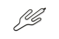 Black Cactus Charm, 2 Oxidized Black Brass Wire Cactus Pendants With 1 Loops (64x28x1mm) Bs 1700 S1169