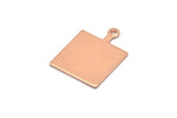 Rose Gold Square Charm, 8 Rose Gold Plated Brass Square Charms With 1 Loop, Earring, Findings (25x18x1mm) D0663