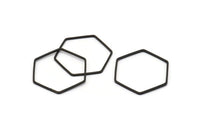 Black Hexagon Ring Charm, 24 Oxidized Brass Black Hexagon Shaped Ring Charms (25x0.8mm) BS 1177 S322
