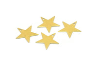 Raw Brass Star, 20 Raw Brass Star Blank, Stamping Tag, Findings, Charms, (15mm) Brs 626 A0297