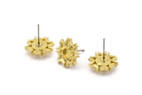 Brass Moon Earring, 4 Raw Brass 3 Claw Crescent Moon Stud Earrings - Pad Size 4mm (13mm) N1327