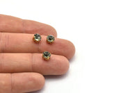 20  Ss29 Black Diamond Chaton Sew On Crystal Rhinestone Prong Setting 4 Hole Slider - Ll2904
