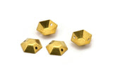 Brass Hexagon Bead, 40 Raw Brass Hexagon Bead Caps with 2 Holes  (12mm)  A0619
