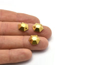 Brass Hexagon Bead, 40 Raw Brass Hexagon Bead Caps with 2 Holes  (12mm)  A0619
