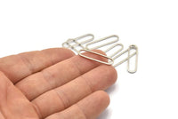 Silver Oval Connectors, 50 Silver Tone Oval Connectors, Rings, Findings (25x6x1mm) BS 2110