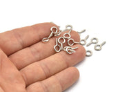 Screw Eye Pin, 100 Silver Tone Brass Screw Hook Eye Pins (13x7mm) A1063