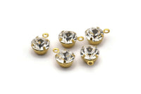 Crystal Rhinestone Charms, 12 Crystal Rhinestone Charms with Raw Brass Setting for SS34 (7.3mm)  Y363 Y131