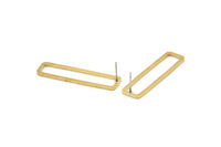 Brass Rectangle Earring, 8 Raw Brass Rectangle Stud Earrings (10x40x1.5mm) D1647 A1426