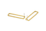 Brass Rectangle Earring, 8 Raw Brass Rectangle Stud Earrings (10x40x1.5mm) D1647 A1426