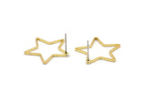 Brass Star Earring, 10 Raw Brass Star Stud Earrings (21x0.8mm) BS 1077 A1208