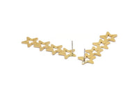 Brass Star Earring, 8 Raw Brass Star Stud Earrings (45x13x0.80mm) D1202 A1250
