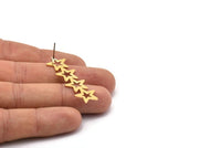 Brass Star Earring, 8 Raw Brass Star Stud Earrings (45x13x0.80mm) D1202 A1250