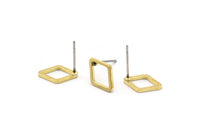Brass Diamond Earring, 12 Raw Brass Diamond Stud Earrings (8.5x12x1mm) D0031 A2033