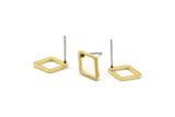Brass Diamond Earring, 12 Raw Brass Diamond Stud Earrings (8.5x12x1mm) D0031 A2033