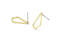Brass Diamond Earring, 12 Raw Brass Diamond Stud Earrings (18x10x0.80mm) D0542 A2072
